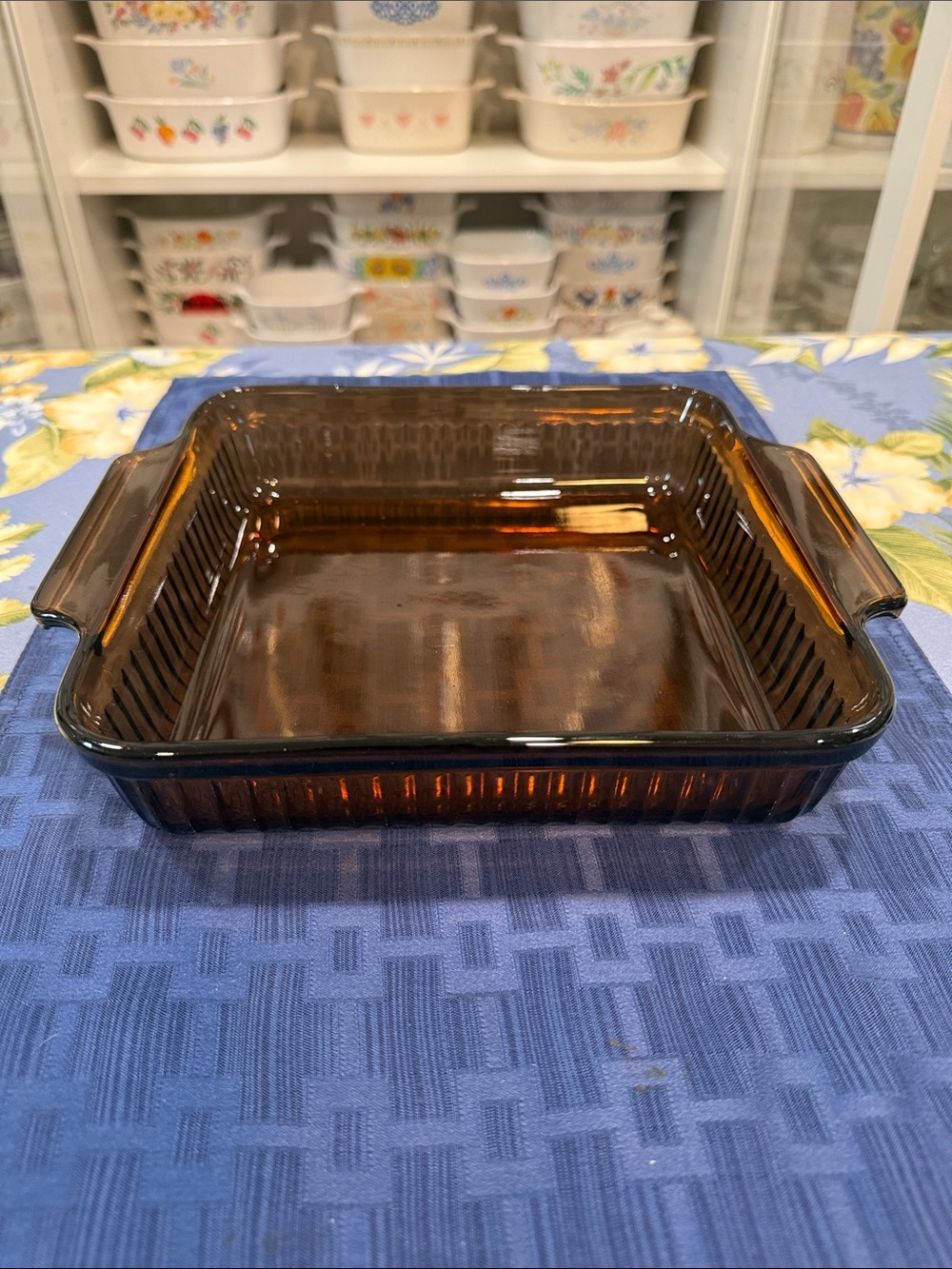 Anchor Hocking Amber 8x8 Square Glass Baking Dish with Side Handles